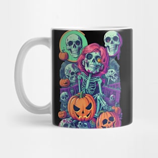 Skeleton Gang and Pumpkin Halloween Theme. Mug